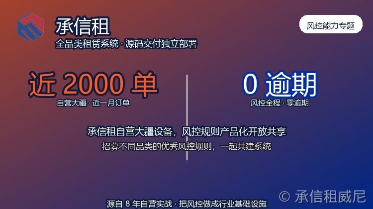 承信租自营大疆一个月近二千单、0逾期：我们把风控规则做成了可共享的系统能力